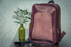 Bordo spalvos natūralios odos kuprinė