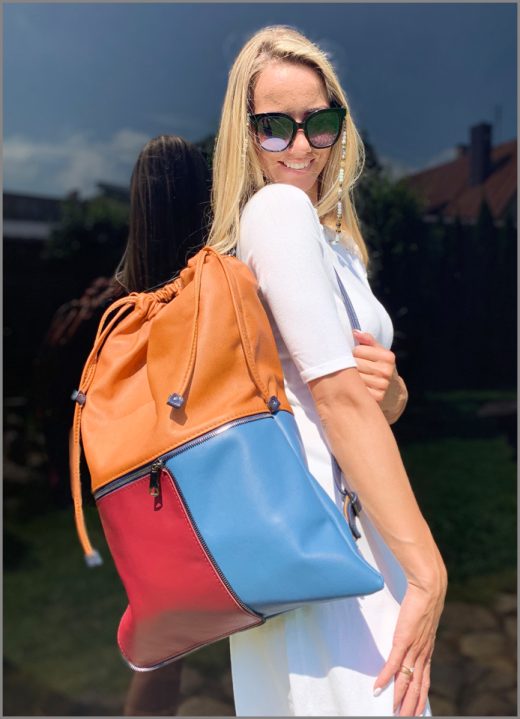 “DAIVA ART” NATURAL LEATHER BACKPACK / HANDBAG “ELVA”
