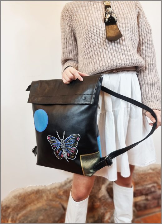 Daiva Art genuine leather backpack with minimal drawing "Joy"